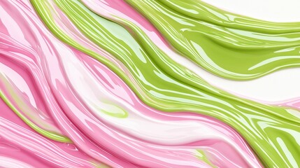 Canvas Print - Abstract Swirls of Pink and Green Liquid