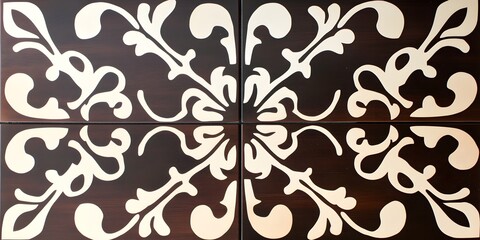 Sticker - Ornate Floral Pattern on Wooden Surface