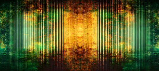 Poster - Abstract Green and Gold Striped Background