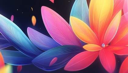 Sticker - Abstract Flower Petals with Colorful Gradient