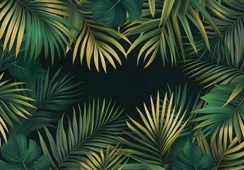 Sticker - Tropical Leaf Frame Background