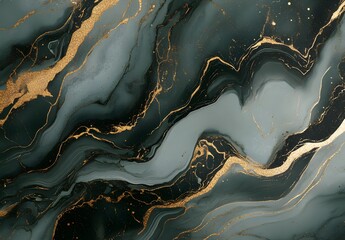 Poster - Abstract Green and Gold Marble Texture