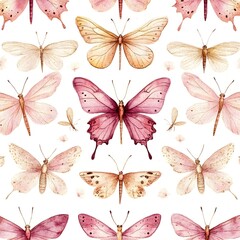 Wall Mural - Watercolor Butterfly Seamless Pattern