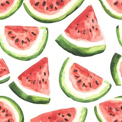 Sticker - Watermelon slices watercolor pattern