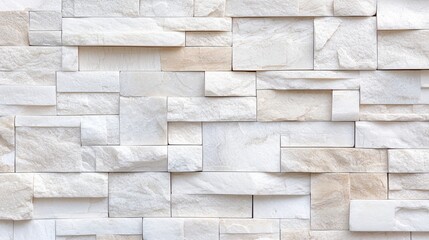 Wall Mural - White and Beige Stone Wall Texture Background