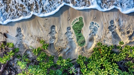 Wall Mural - Ecological Footprint: A measurement of humanity's demand on Earth's ecosystems, connected to consumption habits of goods and resources, revealing sustainability levels.
