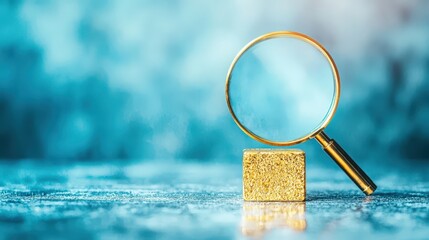 A gold bar under a magnifying glass, showing intricate details