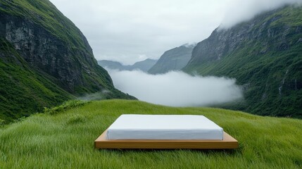 Canvas Print - Bed On Mountaintop With Scenic View