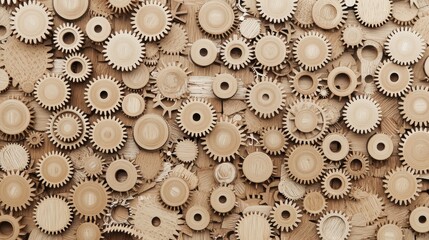 Wall Mural - Wooden Gears Background Pattern Texture