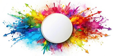 Wall Mural - Abstract circle with colorful arrows exploding paint out of it, abstract, circle, colorful, arrows, exploding, paint