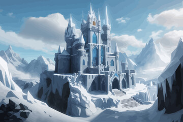 Wall Mural - A towering castle snow and ice winter