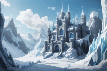 Wall Mural - A towering castle snow and ice winter