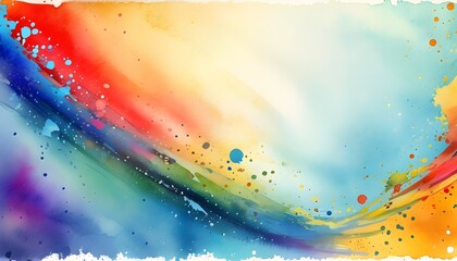 Wall Mural - Vibrant Abstract Watercolor Background with Colorful Splashes and Ample Space for Creative Text