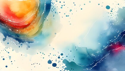 Wall Mural - Vibrant Abstract Watercolor Background with Colorful Splashes and Ample Space for Creative Text