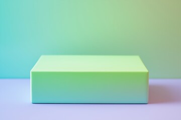 Poster - Empty green cube podium on pastel background for product placement
