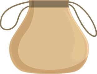 Poster - simple cartoon style icon of a brown cloth bag with a drawstring closure, suitable for various stora