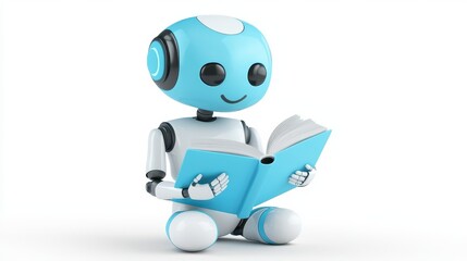 Sticker - Cute Robot Reading a Book