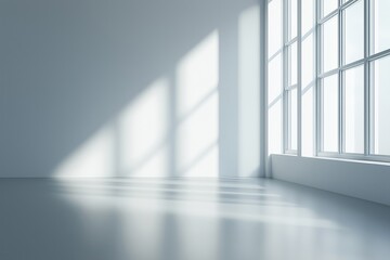 Poster - sunlight casting geometric shadows in empty room