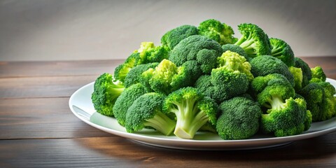 Wall Mural - Plate of fresh broccoli, healthy vegetarian cuisine, broccoli, fresh, green, plate, healthy, vegetarian, cuisine, diet