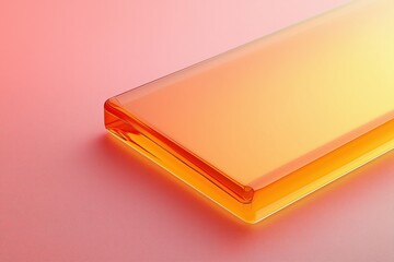 Poster - Transparent orange slab casting warm glow on pink background