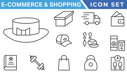 Poster - E-Commerce and Shopping Line Icons. Editable Stroke. Pixel Perfect.