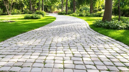 Wall Mural - Stone Path Through Green Park Landscape