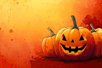 Canvas Print - Halloween event background with charming upscale pumpkins. Premium illustration for banners, posters, greetings and Halloween celebrations , ai