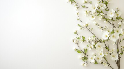 Canvas Print - White Blossoms on White Background Spring Floral Arrangement