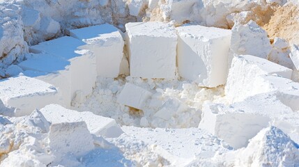 Poster - White Marble Blocks in Quarry  Extraction  Mining  Stone Industry