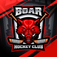 Sticker - Boar head hockey esport mascot logo design