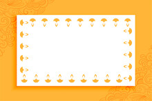cute artistic diwali diya border frame with text space