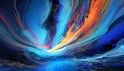 Wall Mural - vibrant abstract composition with dynamic colors on a blue background