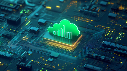 Wall Mural - Green cloud data storage