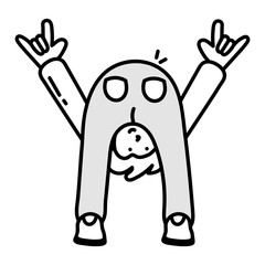 Sticker - Person with ripped pants showing rock gesture, doodle icon  