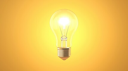 Poster - Glowing Light Bulb on Yellow Background  Idea  Inspiration  Innovation