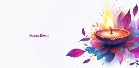 Happy Diwali. graphic of Diya lantern. Indian festival of lights.