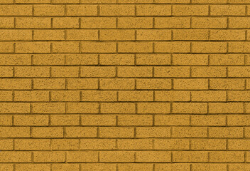 Yellow brick wall seamless background texture image. Golden paint applied to block masonry surface. A modern interior and exterior and backdrop tile design.