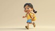 © GenAi - 3d cartoon girl walking to school | 3d girl character | Girl going to school in cartoon style