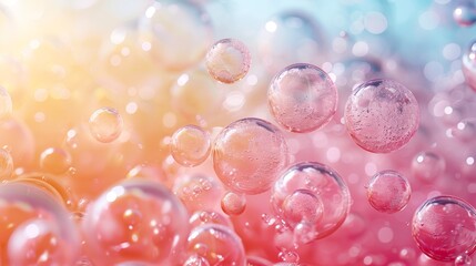 Poster - Colorful Abstract Background with Floating Bubbles in Soft Pastel Shades of Pink, Blue, and Yellow