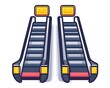 © Ytnart - Two modern escalators side by side, showcasing sleek design and bright signage, perfect for urban settings and public transport.