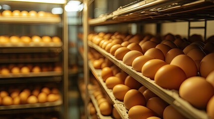 Eggs incubating in a modern poultry farm hatchery