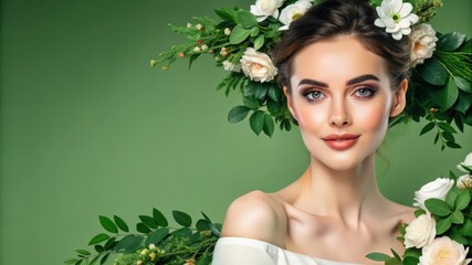 Portrait of a Woman with Flowers in Her Hair