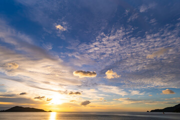 Sunset sky background,Landscape nature beautiful Light Sunset or sunrise over sea, Colorful clouds scenery sky,Amazing clouds and waves in sunset sky nature light cloud background