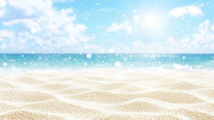 Wall Mural - Beach Sand Summer Background with Ocean and Bokeh Lights