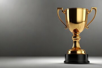 Isolated gold winner trophy cup on a white backdrop