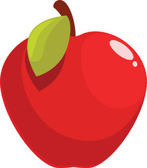 Poster - red apple shining with green leaf for a healthy snack or sweet dessert