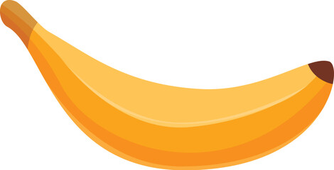 Poster - Single ripe yellow banana is lying horizontally against a white background