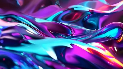 Wall Mural - Abstract digital landscape with neon lights, fluid forms, and futuristic style,