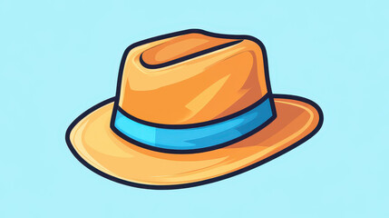 Poster - Vibrant cartoon illustration of a stylish hat, set against a clean and simple background for a fresh look.