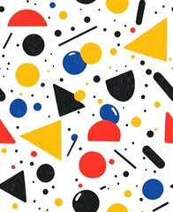 Poster - Explore a vibrant pattern of geometric shapes and watercolor splatters, perfect for creative projects